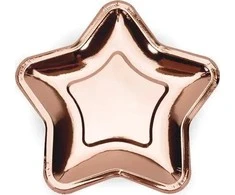 Party Deco Popierinės lėkštutės "Žvaigždė" rausvos 6vnt 18cm