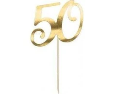 Party Deco PartyDeco Topper tortas "50", aukso, 20.5cm vieno dydžio
