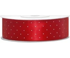 Party Deco Juostelė satino 25mm/25m raudona su taškiukais