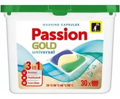 PASSION GOLD skalbimo kapsulės 3in1 Universali 1 pakuotė - 30 vnt.