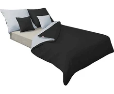 Multitex Medvilninio satino patalynės komplektas, 220x200 cm antklodės užvalkalas su dviem pagalvių užvalkalais, sidabrinė ir juoda, Oeko-Tex sertifikatas, užtrauktukas, 130 g/m² svoris, miegamojo tekstilė