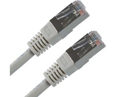 LAN FTP patchcord kabelis, Cat.5e, RJ45 M - RJ45 M, 1 m, apsaugotas, rutulinis, ekonomiškas