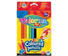 Patio Spalvoti pieštukai, tribiriauniai COLORINO JUMBO pieštukai su drožtuku, 6 vnt.