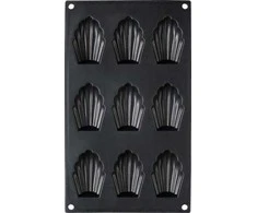 Patisse formos madeleine 29 x 17 cm juodas silikonas 9 skyreliai
