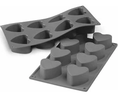 Patisse mini širdelės formos 29 x 17 cm pilkas silikonas 8 skyreliai