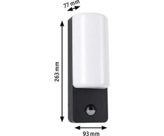 Paulmann sieninis šviestuvas BONNIE LED PIR 8.5W 560lm 3000K IP44 230V antracito aliuminio sieninis šviestuvas