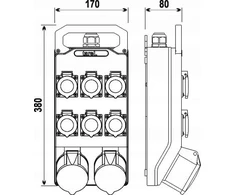 Pawbol Nešiojama skirstymo spintelė 2x32A/5P 6x230V 340