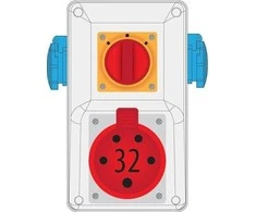 Pawbol B.325/2/LP Stacionari skirstomoji įranga R-BOX KOMPAKT 1x32A/5P 2x250V, išjungta L/R B.325/2/LP