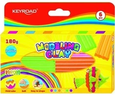 Pbs Connect Plastilinas Keyroad, 6 neoninės spalvos