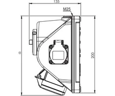 PCE Fiksuotas lizdas su jungikliu Combo- Pol 16A 400V 3P + Z + N 230V IPv44 96061541 W
