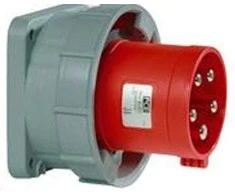 PCE Plokštės kištukas 63A 5P 400V raudonas IP67 POWER TWIST (635-6)