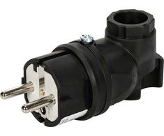 PCESP nešiojamas guminis kištukas 16A 2P+Z 230V IP44 uni-schuko kampinis PCE Taurus 05821-s juodas