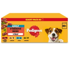 Šunų Maistas - Pedigree Suaugusiųjų Pasirinkimas Želyje 80x100g, 8.5% Baltymų, 5.2% Riebalų, Mišrūs Skoniai