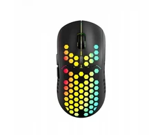 „Pelė Canyon Canyon 7keys“ belaidė žaidimų pelė 2.4G, KA8 jutiklis, DPI iki 1600, guminė danga ant skydelio, „Huano 1million“ jungiklis, 45 cm PVC laidas, ABS medžiaga, ., 400mAh baterija, dydis: 125.8*63.7*41mm, svoris: 95g, juoda