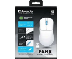 Belaidė pelė DEFENDER FAME GM-516 RF+BT 10000DPI 6P Baltas