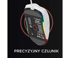 Pelė Rampage BLINK myszka žaidimams su laidu USB, 12800 DPI, RGB, sensor optyczny, balta