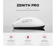 Rampage Zenith Pro belaidė pelė 26000 DPI balta + odbiornik 4 KHz PAW3395 BT 5.2
