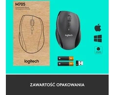 Belaidė pelė Logitech M705 Marathon, 1000 DPI, 7 mygtukai, iki 3 metų baterija, USB Unifying imtuvas