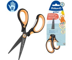 Pelikan Žirklės dešiniarank. GRIFFIX 15cm neon oranž.-juodos