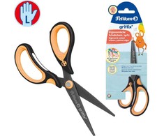 Pelikan Žirklės kairairank. GRIFFIX 15cm neon oranž.-juodos