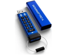 „iStorage DatAshur PRO+“ USB atmintinė 128 GB USB Type-A 3.2 Gen 1 (3.1 Gen 1) Mėlyna (IS-FL-DA3A-256-128)