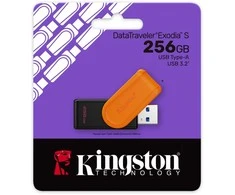 KINGSTON 256GB Portable USB 3.2 Gen 1 DataTraveler Exodia S Juodas/Oranžinis