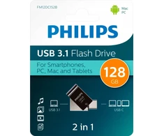 Pendrive Philips 2 w 1 OTG FM12DC152B/00 128GB Juodas (PHUSB128G2IN1OTGGU3C)