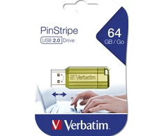 „Verbatim“ USB atmintinė, USB 2.0, 64 GB, Store,N,Go PinStripe, žalia, 49964, skirta duomenų archyvavimui