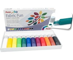 „Pentel Fabric Fan“ 12 spalvų audinių dažai