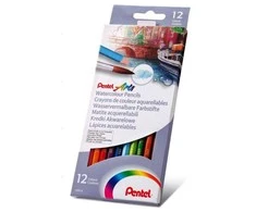 Spalvoti pieštukai PENTEL ARTS, šešiabriauniai, akvareliniai, 12 vnt.