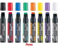 Kreidinis žymeklis PENTEL ARTS, 10-15 mm, raudona, kirstu galiuku, perdirbamas