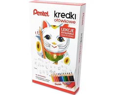 Pentel Pentel pieštukų kreidelės (+ piešimo pamokėlės) 12 spalvų