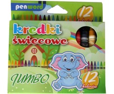 Penword Jumbo storio vaško kreidelės 12 spalvų