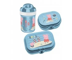 200 ml buteliuko ir pietų dėžutės rinkinys Peppa Pig Waves To Go, 3 dalys, KOZIOL
