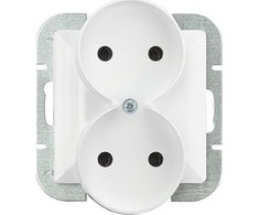 Plastrol Lizdas wtyczkowe podwójne -perła- p/t 2x2p 16a, 250v do systemu ramkowego, balta