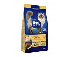 Maisto produktai - OptiVital Su Šviežia Vištiena Sausas Kačių Maistas 1.4kg Be Grūdų