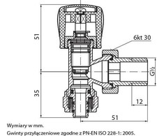 Perfexim Zawór grzejnikowy zasilający kątowy 1/2'' PHA-032/PEX su zaciskiem Pex/Al 1/2'' (20-032-0100-003)