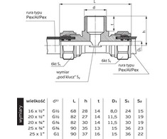 Perfexim Trójnik skręcany 708 20mm x GZ 3/4'' x 20mm (61-008-2020-000)