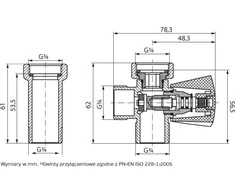 Perfexim Kampo vožtuvas su 3 / 4 "x3 / 4" x3 / 4 "(02 -014- 0200- 001) pailgėjimu