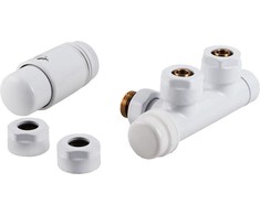 Perfexim Integruotas termostatinis rinkinys PHA-036 kampinis baltas, 50 mm atstumas PN10 + jungtys CU 15 ir pexa 16x2 (20-036-0000-001)