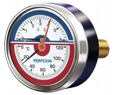 Perfexim Termomanometras ašinis su atskyrimo vožtuvu PHA-510 1/4''x1/2'' diapazonas 0-6 bar, 0-120°C 20-510-0800-100