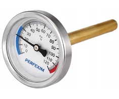 Perfexim Bimetalinis ašinis termometras PHA-500 T DN63 su įvore G1/2x100 mm, diapazonas 0-120°C 20-500-0630-100