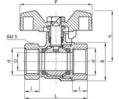 Perfexim Vandens rutulinis vožtuvas WW drugelis sustiprintas 1 / 2 "(00- 002- 0150- 000)