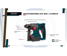 Tryton Młoto-wiertarka Smūginis gręžtuvas 20 V, SDS+, 4 funkcijos, 2 J, 2 x 4 Ah akumuliatorius
