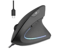 Perixx PERIMICE-513 C vertikali ergonominė pelė, USB-C, juoda, dešiniarankiams