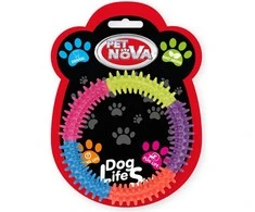 PET NOVA DENTAL spalvotas spygliuotas minkštas žiedas 12.5cm 2vnt