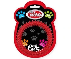 PET NOVA DENTAL raudonas spygliuotas žiedas 12.5cm 3vnt