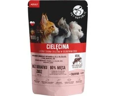 PET REPUBLIC Suaugusiam Smulkiai pjaustyta veršiena – šlapias kačių maistas – 100 g