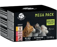 Pet Republic PETREPUBLIC Mega Pack vištiena, lašiša, veal – šlapias kačių maistas – 12x100g
