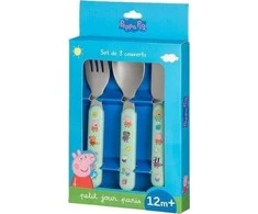 Petit Jour Paris Peppa Pig 3 dalių stalo įrankių rinkinys vaikams